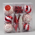 Ёлочные игрушки «Морозный день», новогодние, набор 22 шт., узоры, красно-белый - Фото 2