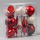 Ёлочные игрушки «Морозный день», шары новогодние, 22 шт., красно-белый - Фото 2