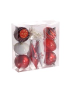Ёлочные игрушки «Морозный день», шары новогодние, 22 шт., красно-белый - фото 23841182