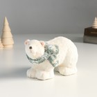 Сувенир керамика "Белый медведь в зелёном шарфе" 16,5х7,5х10 см - Фото 1
