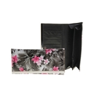 Кошелек женский "Цветочный рай" 2 отдела, отдел на молнии, отдел для визиток, черный - Фото 1