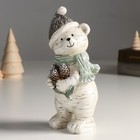 Фигурка полистоун «Медвежонок в шапке и шарфе с охапкой шишек», 7.5×9.5×18.5 см - Фото 1