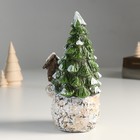 Сувенир полистоун "Дед Мороз в колпаке-ёлке, со скворечником и птичкой" 9х8х19,5 см - фото 22705757