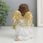 Сувенир полистоун "Ангелы в бежевом, с сердцем и звездой" золотые крылья 7,5х8,5х13 см - Фото 3