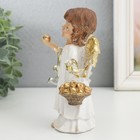 Сувенир полистоун "Ангел в бежевом платье, с золотыми яблоками" золотые крылья 7х7,5х14,5 см   94915 - Фото 4