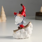 Сувенир полистоун "Дед Мороз колпак на глазах, с веточкой, на сноуборде"  9х5,5х14,8 см - фото 22705965