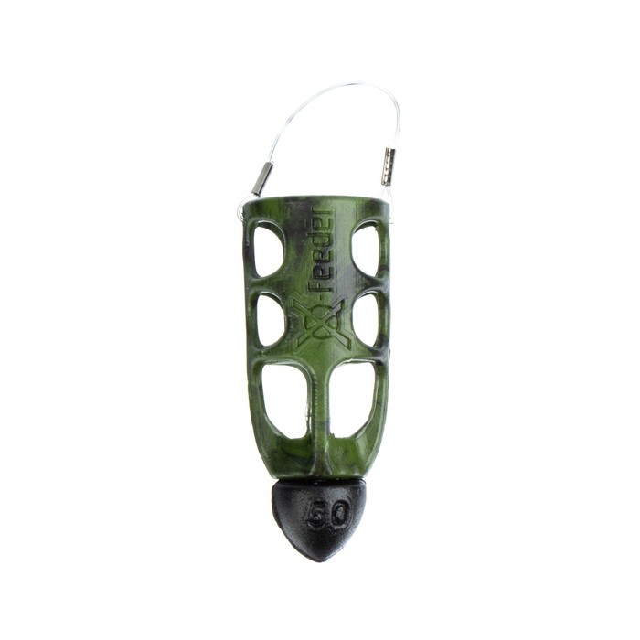 Груз-кормушка пластиковая X-FEEDER PL CAMO BULLET METEOR M, цвет камо, 50 г, 30 мл - Фото 1
