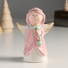 Сувенир керамика "Девочка-ангел в розовой накидке, с сердечком" 11,2х7,8х5,1 см - фото 319959980