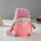 Кукла интерьерная свет "Дед Мороз в розовой шубке и длинном колпаке" 20х20х25 см - фото 319960013