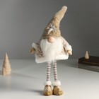 Кукла интерьерная "Дед Мороз в бежевой шубке со звездой на колпаке" 19х12х45 см - фото 3129240