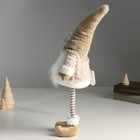 Кукла интерьерная "Дед Мороз в бежевой шубке со звездой на колпаке" 19х12х45 см - фото 30906789