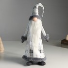 Кукла интерьерная "Дед Мороз в сером кафтане в клетку" с серебром 16х13х60 см - фото 319960030