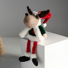 Кукла интерьерная "Лосик новогодний в красно-зелёном костюме" длинные ножки 14х12х45 см - Фото 3