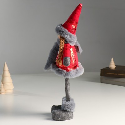 Интерьерная кукла текстильная «Ангелочек в красном платье с мехом», 16×7×40 см