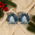 Набор шаров пластик d-8 см, 2 шт "Зимняя сказка" бело-голубой - фото 10049028