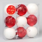Набор шаров пластик d-5,5 см, 9 шт "Гармония" сеточка, красный белый - Фото 2