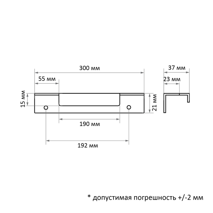Ручка торцевая CAPPIO RP100SC, L=300 мм, цвет матовый хром - фото 18573268