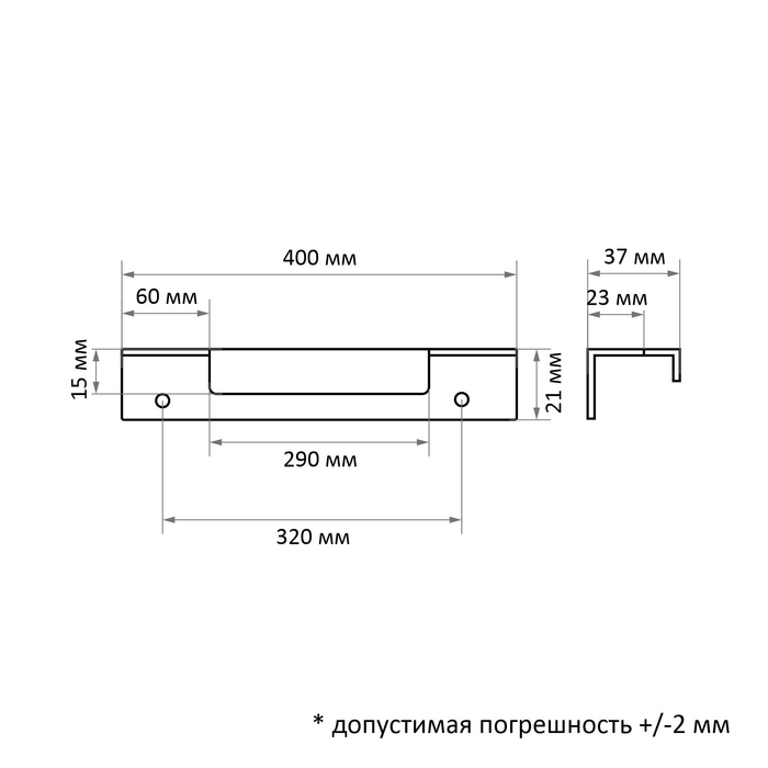 Ручка торцевая CAPPIO RP100SC, L=400 мм, цвет матовый хром - фото 18573275 Ручка торцевая CAPPIO RP100SC, L=400 мм, цвет матовый хром - фото 18573275