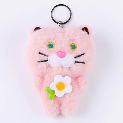 Мягкая игрушка «Кот с цветочком», на брелоке, 11 см, цвета МИКС