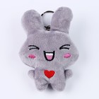 Мягкая игрушка «Зайка с сердцем», на брелоке, 11 см, цвет МИКС - фото 11051265