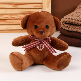 Мягкая игрушка «Мишка», с бантиком, 18 см, цвет коричневый