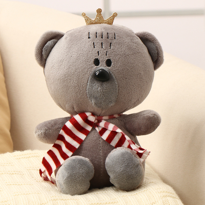Мягкая игрушка «Мишка с короной», 18 см, цвет серый