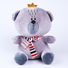 Мягкая игрушка «Мишка с короной», 18 см, цвет серый - Фото 4