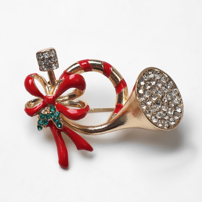 Брошь «Труба», цветная в золоте - Фото 1