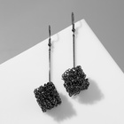 Серьги висячие «Квадрат» объёмный, цвет серый, 7,5 см - Фото 1