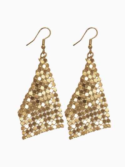 Серьги висячие «Ромб» диско, цвет золото, 7.5 см