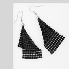 Серьги висячие «Ромб» диско, цвет чёрный в серебре, 7.5 см - Фото 3