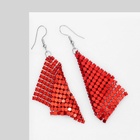 Серьги висячие «Ромб» диско, цвет красный в серебре, 7.5 см - Фото 2