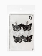 Серьги висячие «Бабочка» трио, цвет чёрно-белый в серебре, 6 см - фото 65398553