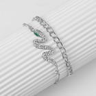 Браслеты набор 2 шт. «Змея» и цепь, цвет бело-зелёный в серебре - фото 10990756