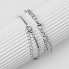 Браслет со стразами набор 2 шт. «Змея» и цепь, цвет бело-зелёный в серебре - Фото 2