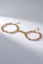 Браслеты парные цепочки «Неразлучники» на магните, сердце на крупных звеньях, цвет золото - Фото 3