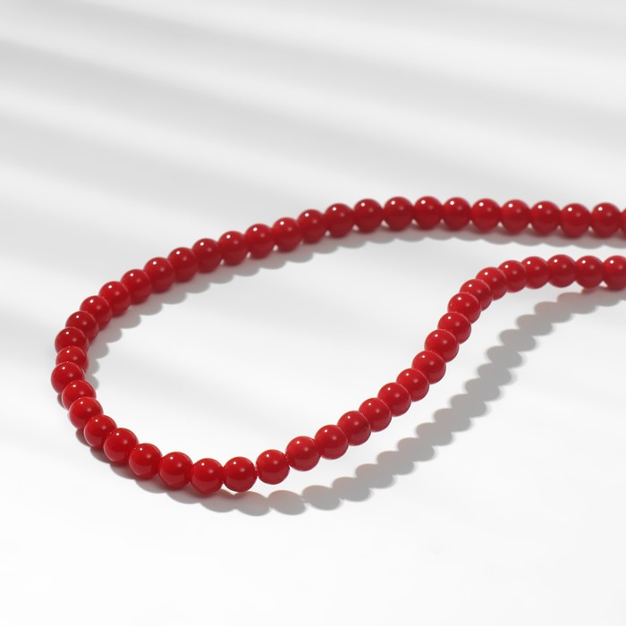 Бусины на нити шар №4 «Коралл красный», 90 бусин - Фото 1
