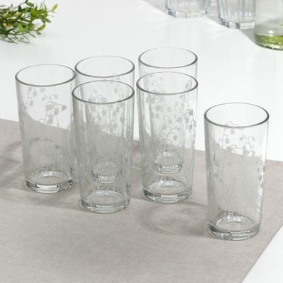 Набор стаканов «Ландыши», стеклянный, 230 мл, 6 шт, с гравировкой