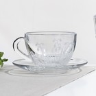 Чайная пара «Ландыши», стеклянная: чашка 200 мл, блюдце d=13 см - фото 11033487