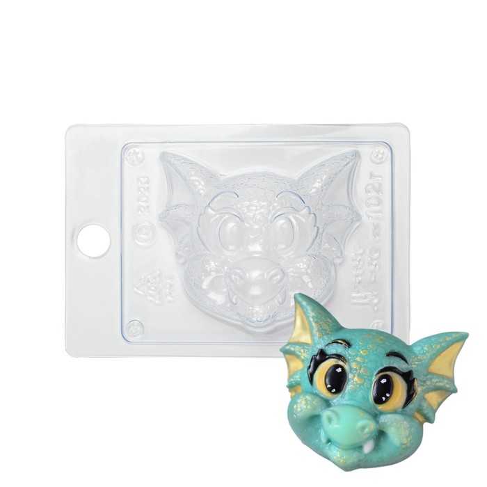 Форма для шоколада и конфет Выдумщики «Голова дракона», размер изделия 8.5×7.5×3 см, пластик, прозрачная - Фото 1