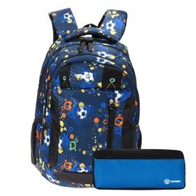 Рюкзак молодежный 45 х 32 х 16 см, эргономичная спинка, + пенал, TORBER CLASS X, чёрный/синий T5220-BLK-BLU-P