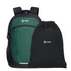 Рюкзак молодежный 46 х 32 х 18 см, эргономичная спинка, + мешок, TORBER CLASS X, чёрный/зелёный T9355-23-Bl - фото 10913458