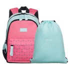 Рюкзак молодежный 35,5 х 25 х 12 см, эргономичная спинка, + мешок, TORBER CLASS X Mini, розовый/зелёный T1801-23-Pin - фото 10913480