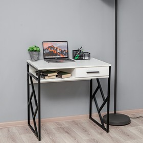 Стол письменный Frame New, 800×510×760 мм, ЛДСП, цвет белое тиснение / чёрный металл