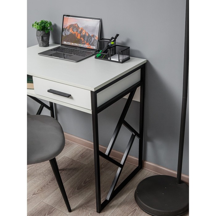 Стол письменный Frame New, 800×510×760 мм, ЛДСП, цвет белое тиснение / чёрный металл - фото 1904907548