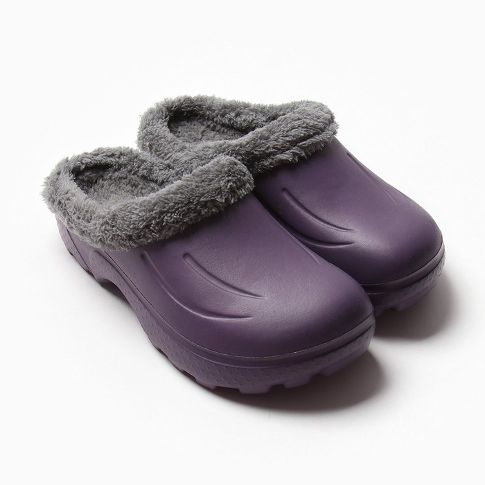 Галоши-сабо женские утепленные «Монтана» цвет баклажан, размер 36 - Фото 1