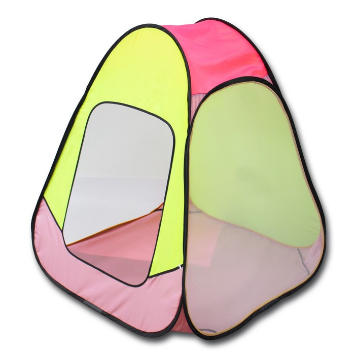 Палатка детская игровая «Радужный домик» 75 × 75 × 90 см, цвет розовый + лимон - Фото 1