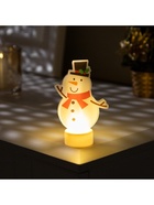 Световая картинка на подставке «Снеговик», 11 см, 1 LED, от батареек, свечение тёплое белое - Фото 4