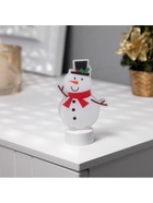 Световая картинка на подставке «Снеговик», 11 см, 1 LED, от батареек, свечение тёплое белое - Фото 5