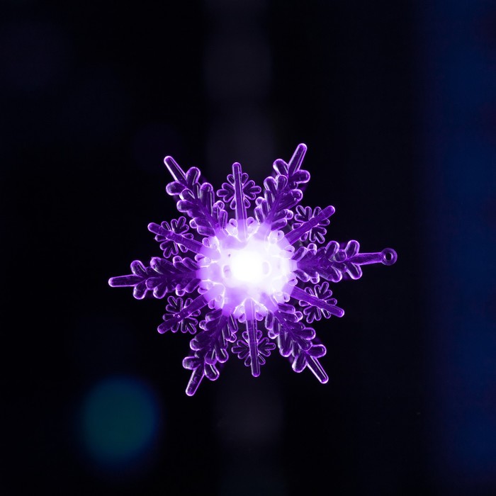 Светодиодная игрушка на липучке «Снежинка» 11 см, батарейки LR44х3, свечение мульти - фото 1885746998